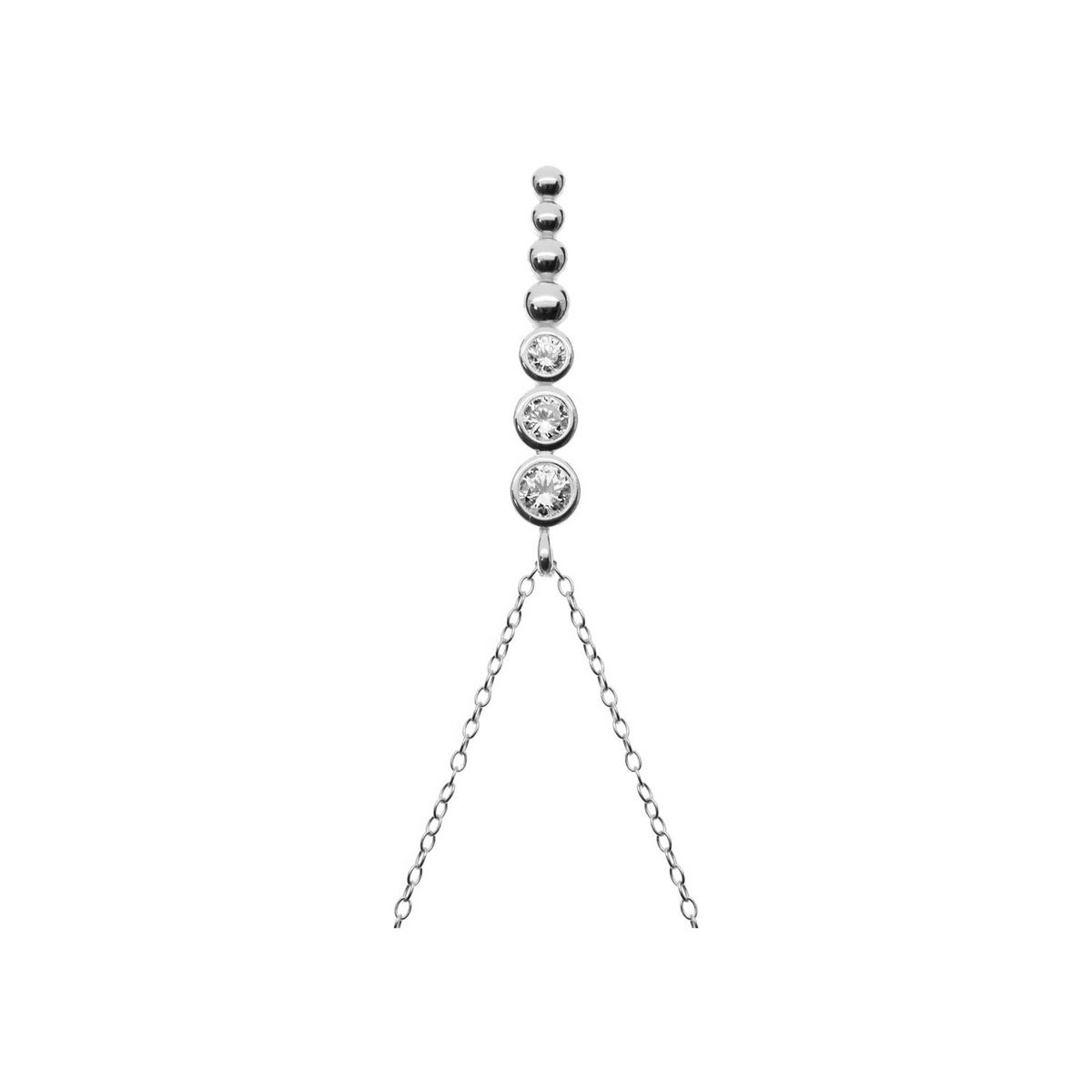 3 Stone Drop Necklace Solid Sterling Silver 925 Hallmarked British Made