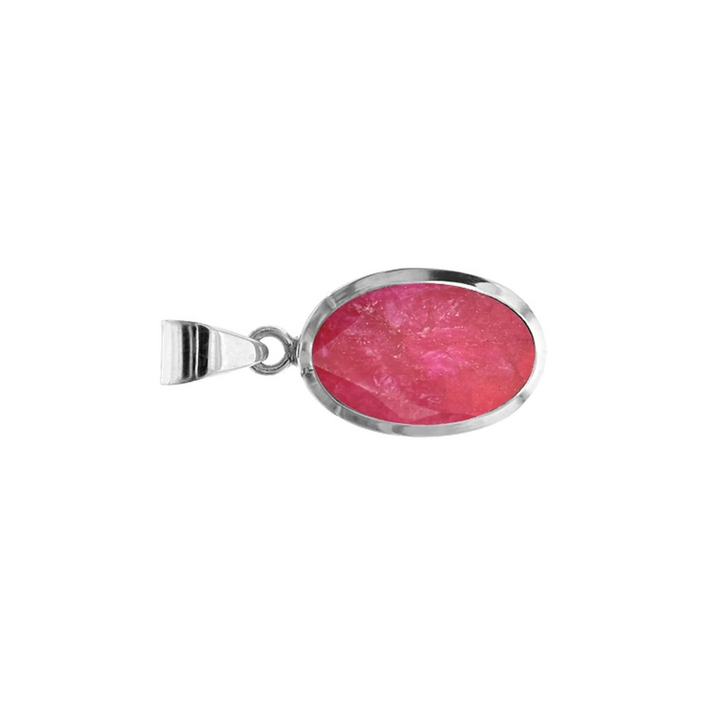 Oval Ruby Quartz Pendant Sterling Silver 925 Hallmarked All Chain Lengths