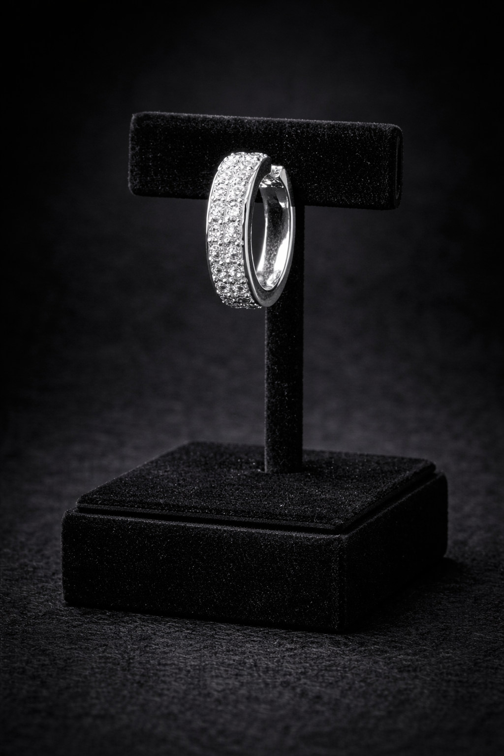 Mens Huggie Hoop Earring Cubic Zirconia Solid Sterling Silver 925 Gents Hallmark
