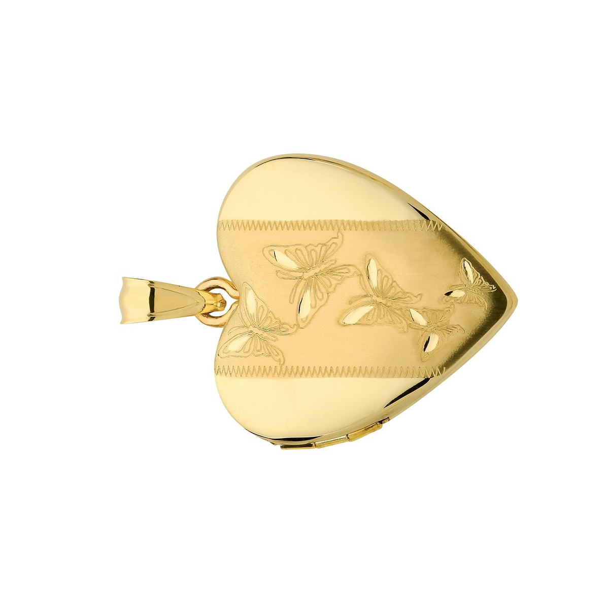 Butterfly Heart 9ct Yellow Gold Locket 375 Hallmarked All Chain Lengths
