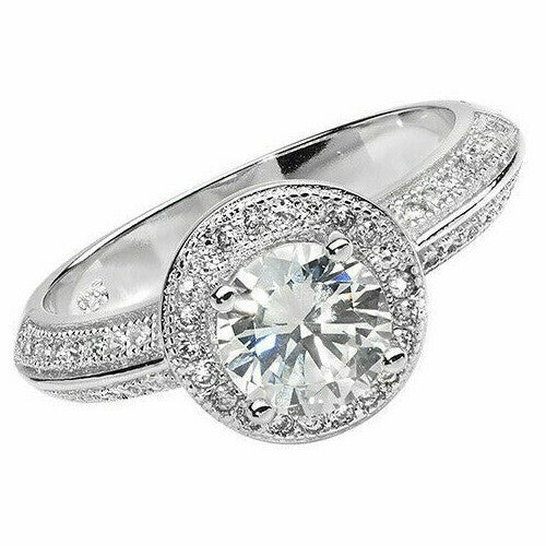 Sterling Silver Halo Ring Engagement Gemstone 925 Hallmarked Size J - T