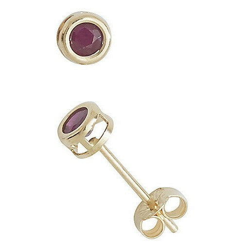 Yellow Gold Ruby Earrings Solitaire Natural Stone 375 9 Carat New Boxed