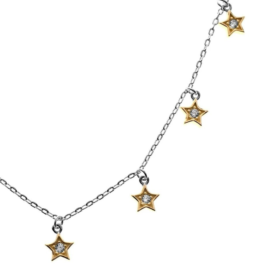 7 Star Necklace 9ct Yellow Gold Plated Hallmarked British Made
