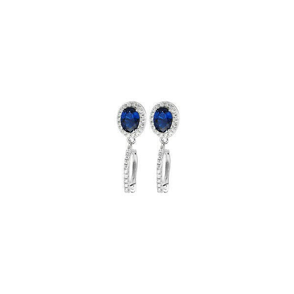 Sapphire Drop Earrings Solid Sterling Silver 925 Hallmark Brand New Boxed