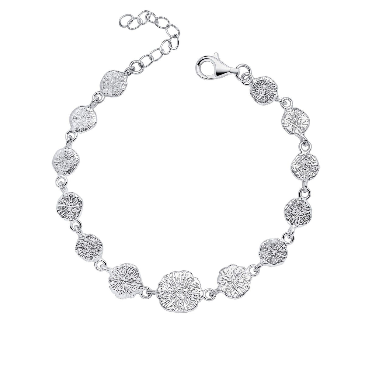 Spray Textured Disc Bracelet Sterling Silver 925 Hallmarked Brand New Boxed