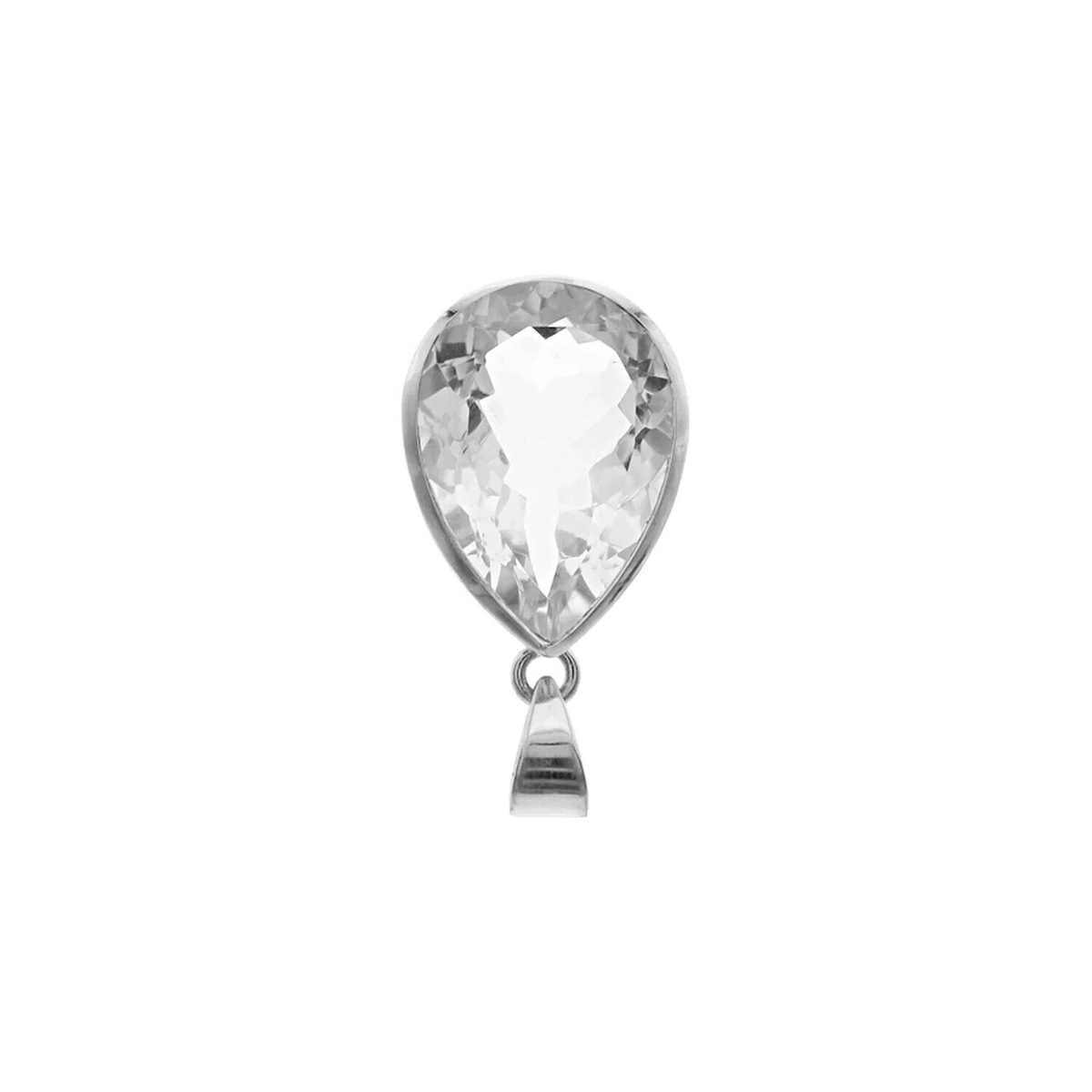 Natural Quartz Teardrop Pendant Sterling Silver 925 Hallmarked All Chain Lengths