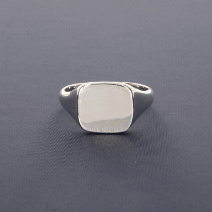Plain Cushion Signet Ring Sterling Silver 925 Hallmarked Size M - T British Made
