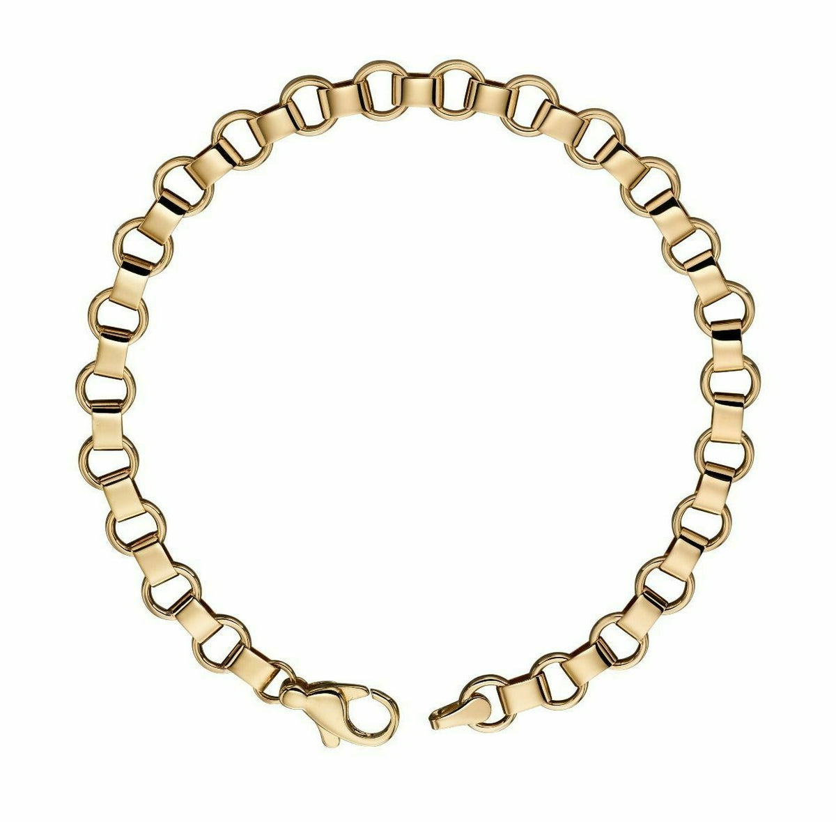 Circle Link Bracelet in 9ct Yellow Gold 375 Hallmarked 19cm Brand New Boxed