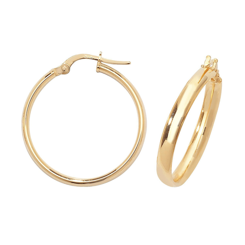 9ct Yellow Gold Hoop Earrings 375 Hallmarked 8mm - 50mm Diameter British Made