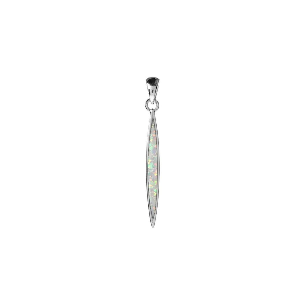 White Opal Marquise Drop Pendant Sterling Silver 925 Hallmark  All Chain Lengths