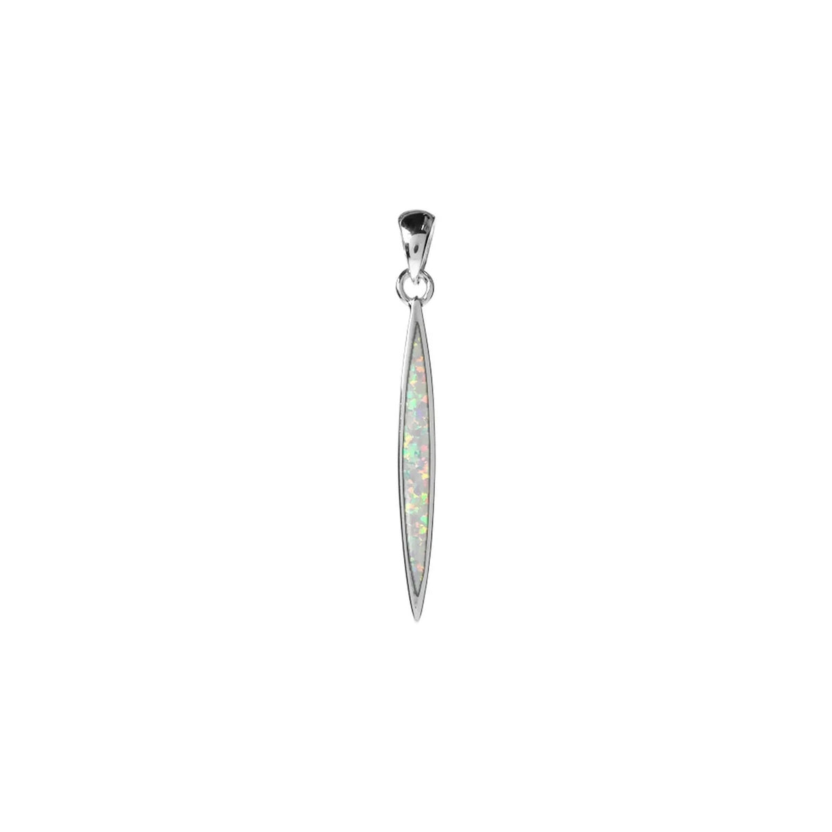 White Opal Marquise Drop Pendant Sterling Silver 925 Hallmark  All Chain Lengths