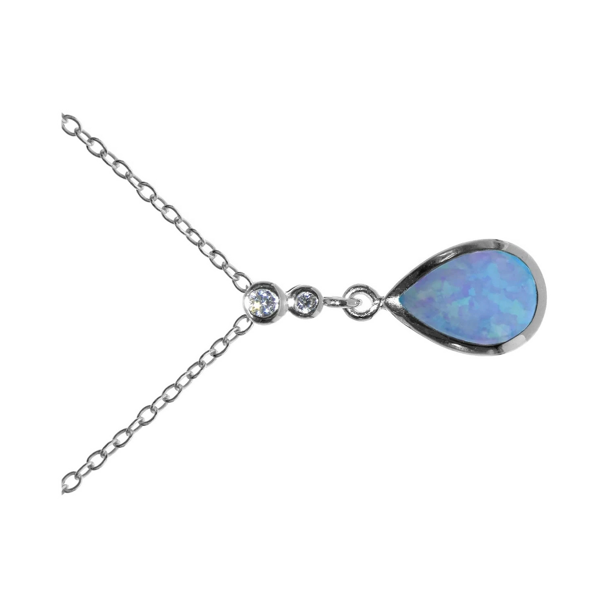 Teardrop Opal Necklace Solid Sterling Silver 925 Hallmarked British Made