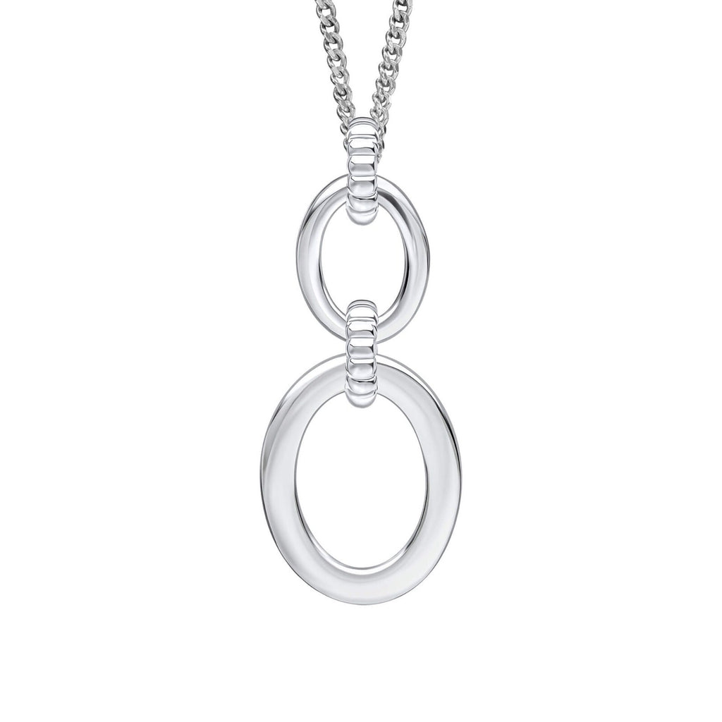 Double Oval Drop Pendant Sterling Silver 925 Hallmark All Chain Lengths