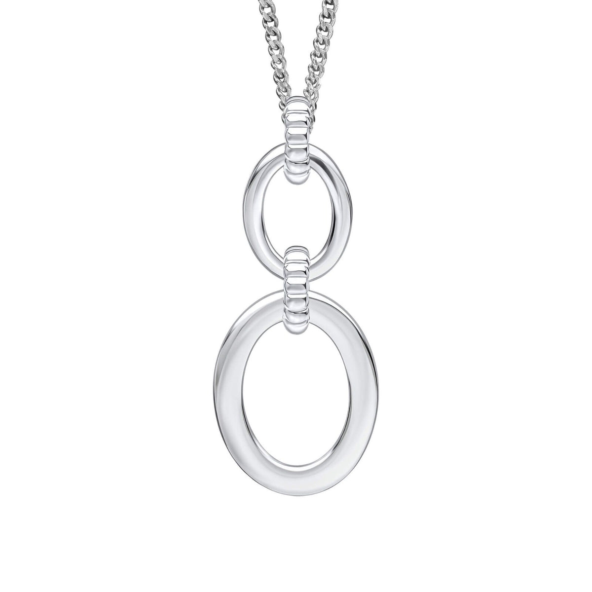 Double Oval Drop Pendant Sterling Silver 925 Hallmark All Chain Lengths