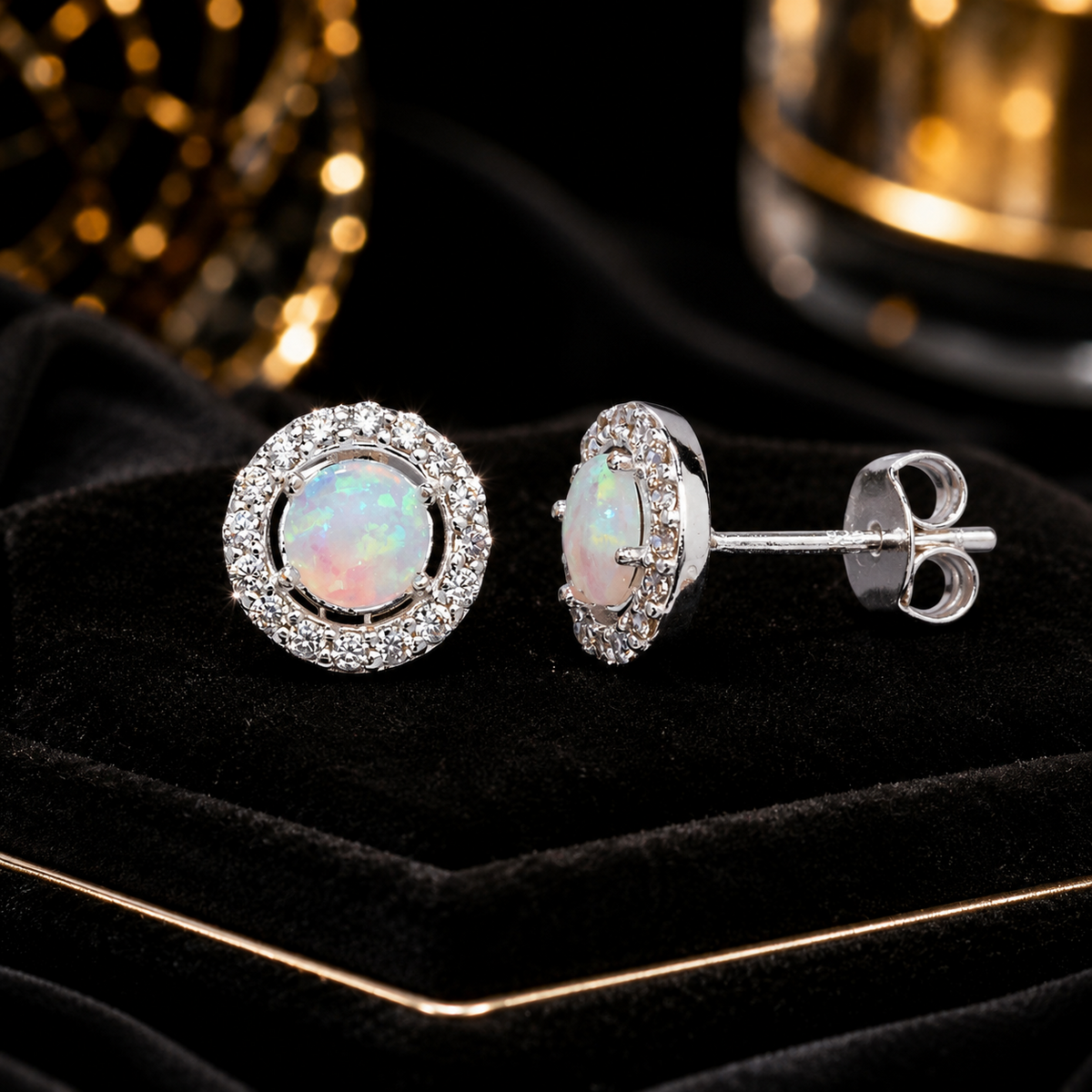 Natural Opal Earrings Solid Sterling Silver 925 Hallmark Brand New Boxed