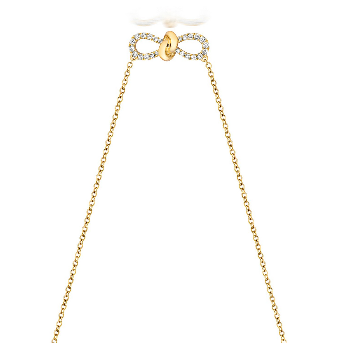 24 Natural Diamond Bow Necklace 18ct Yellow Gold Hallmarked British Made