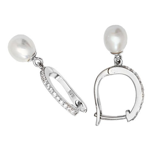 Stone-Set Hoop Pearl Earrings Sterling Silver 925 Hallmarked Brand New Boxed