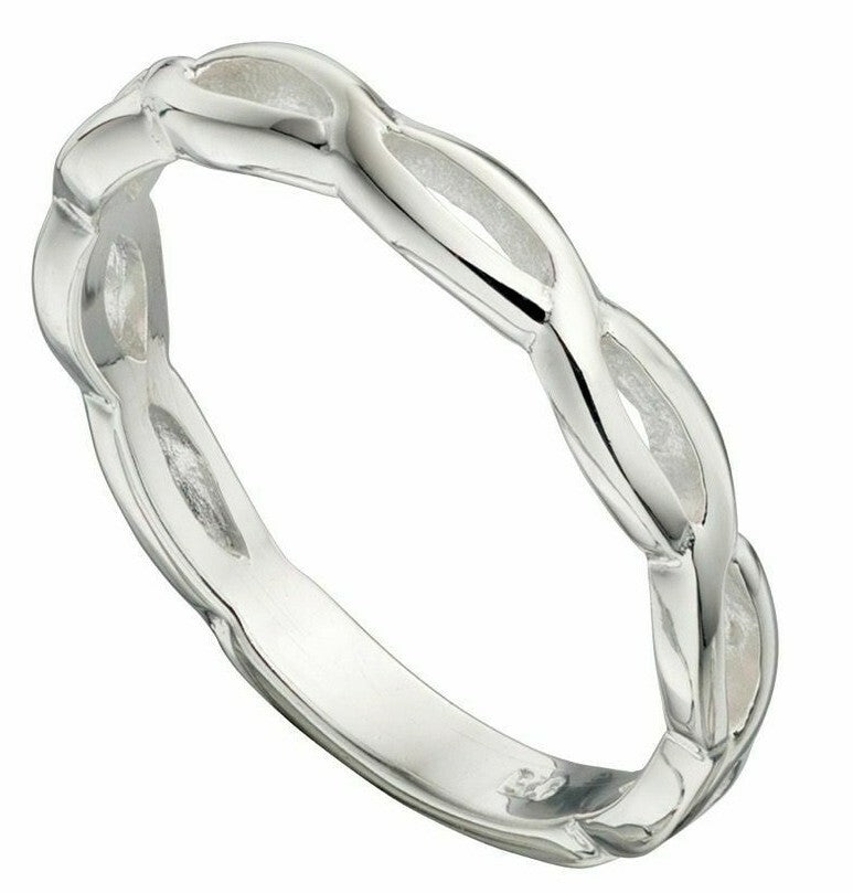 Sterling Silver Twist Ring 925 Hallmarked Size K - S British Made Brand New