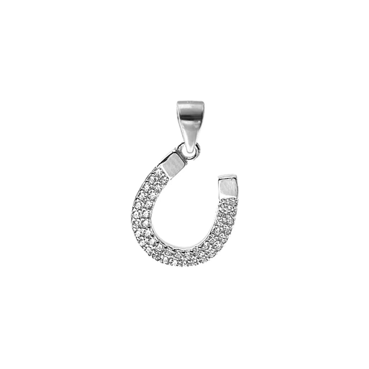 Offset Horseshoe Pendant Sterling Silver 925 Hallmarked All Chain Lengths