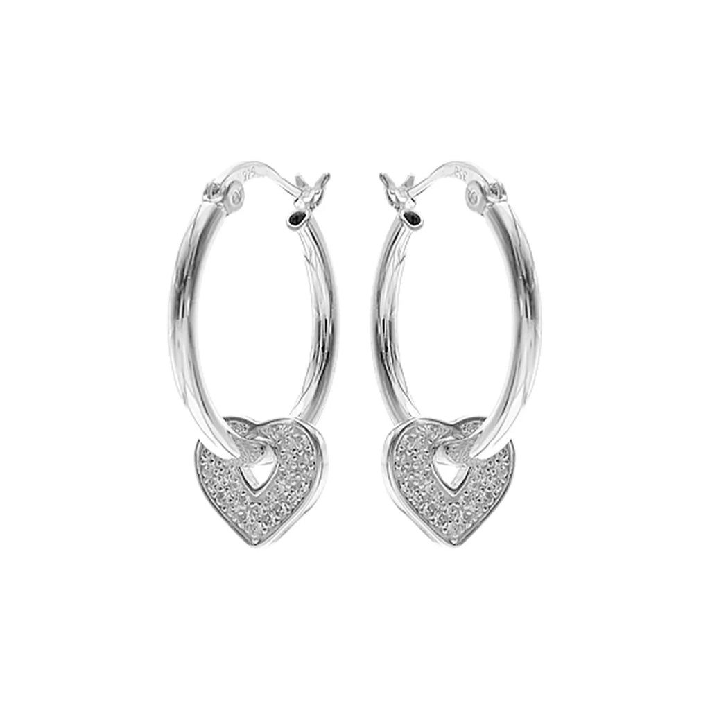 15mm Creole Heart Hoop Earrings Sterling Silver 925 Hallmarked Brand New Boxed