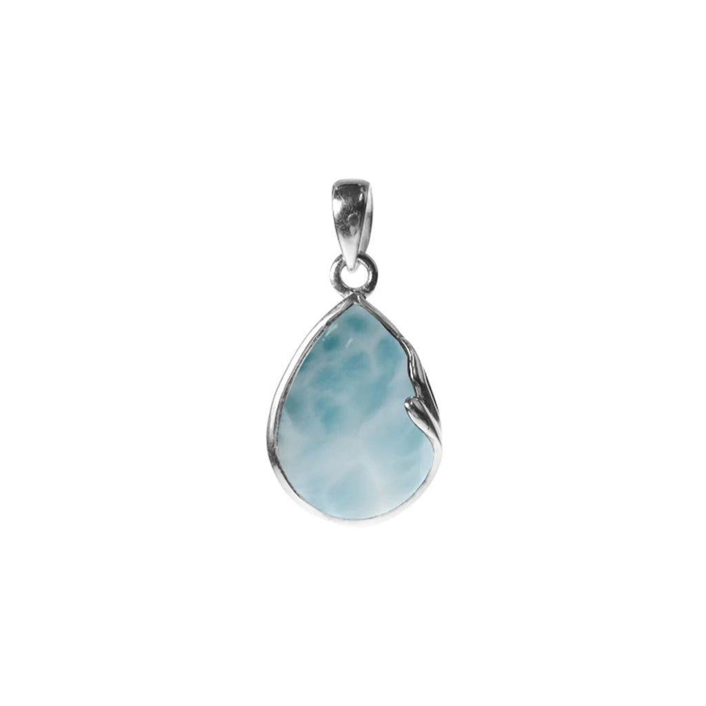 Teardrop Larimar Pendant Sterling Silver 925 Hallmarked All Chain Lengths
