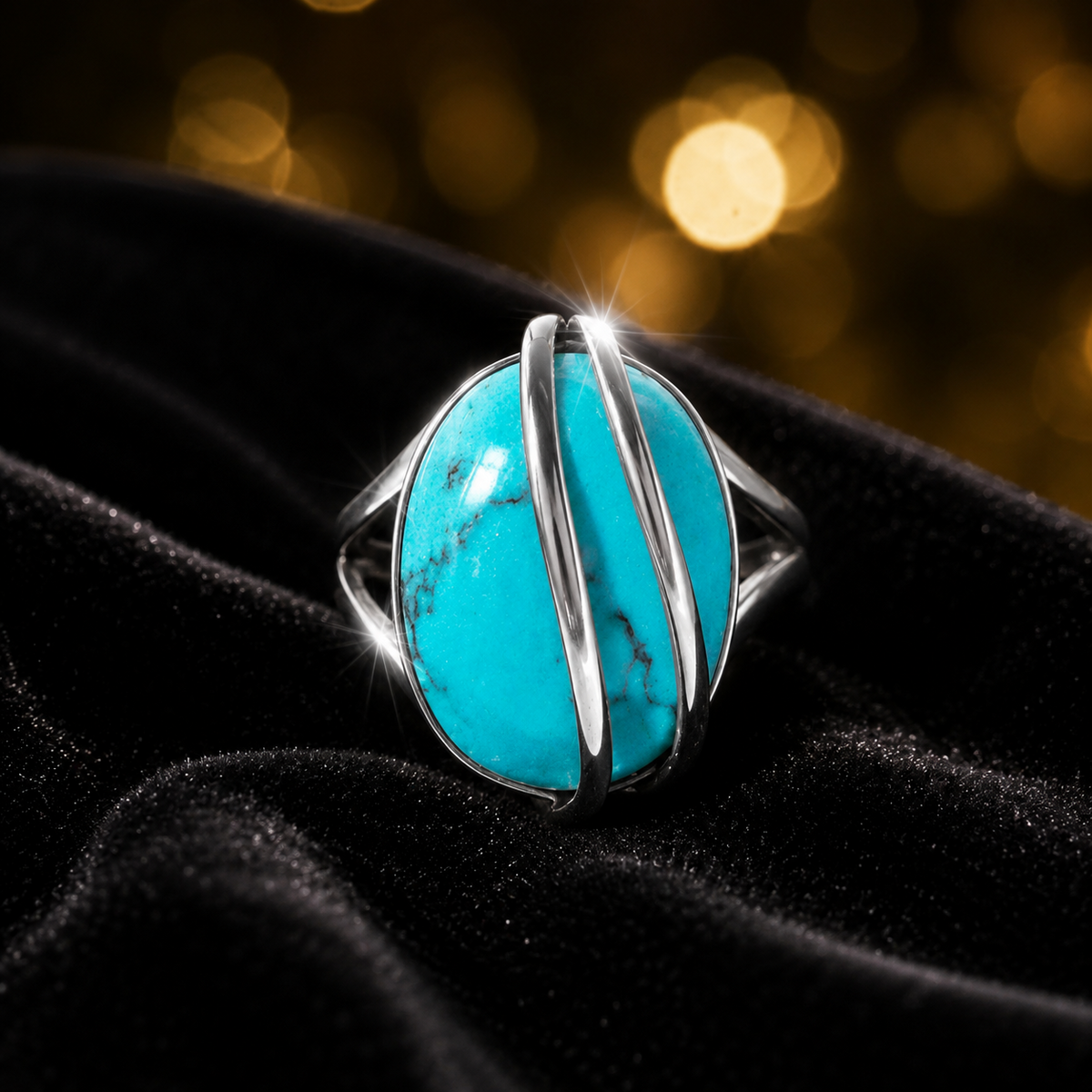 Natural Split Turquoise Sterling Silver 925 Hallmarked British Made Size L - S
