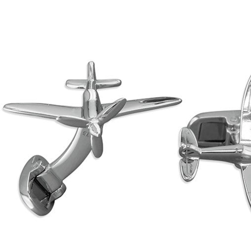 Solid Sterling Silver Spitfire Cufflink Set Men's 925 Hallmarked British Made