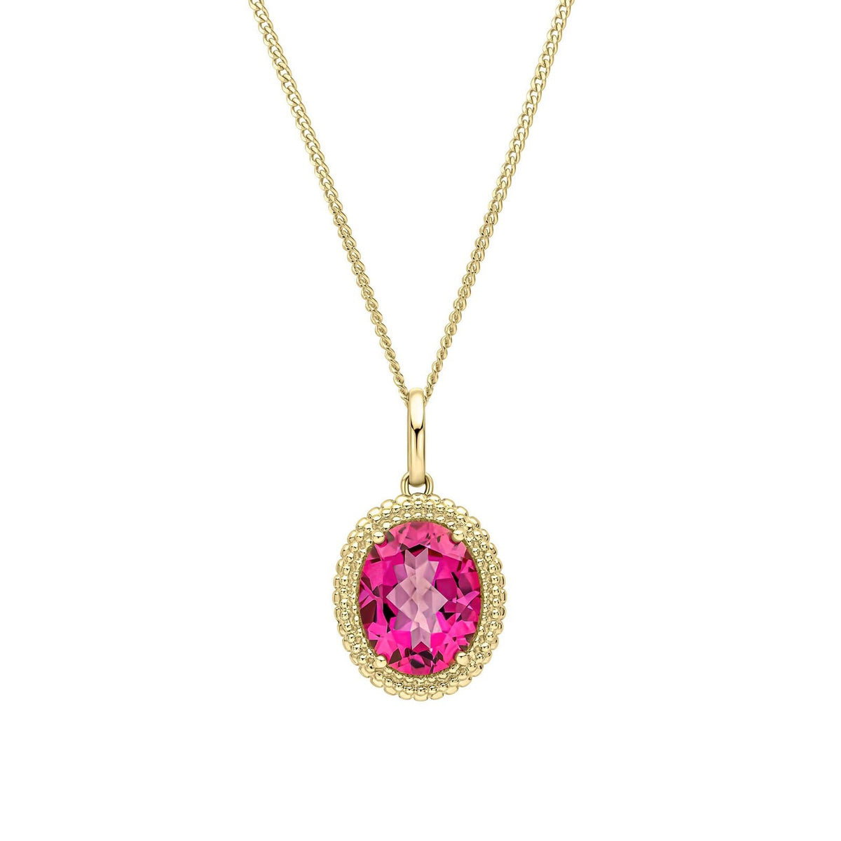 Oval Natural Pink Topaz Pendant 9ct Yellow Gold 375 Hallmarked British Made