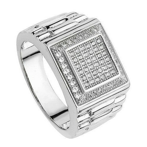 Men's Sterling Silver Signet Ring Engagement Gents 925 Hallmark Sizes L - Y
