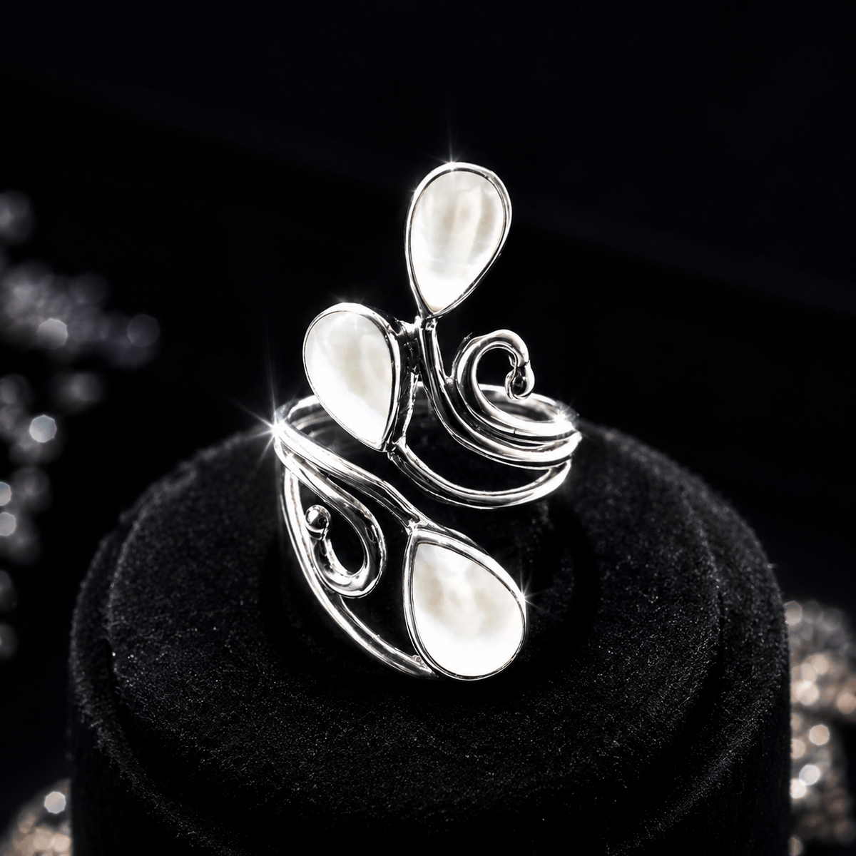 Teardrop Pearl Wrap Ring Sterling Silver 925 Hallmark British Made Size K - T