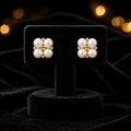 Floral pearl Stud Earrings British Made 9ct Yellow Gold 375 Hallmarked