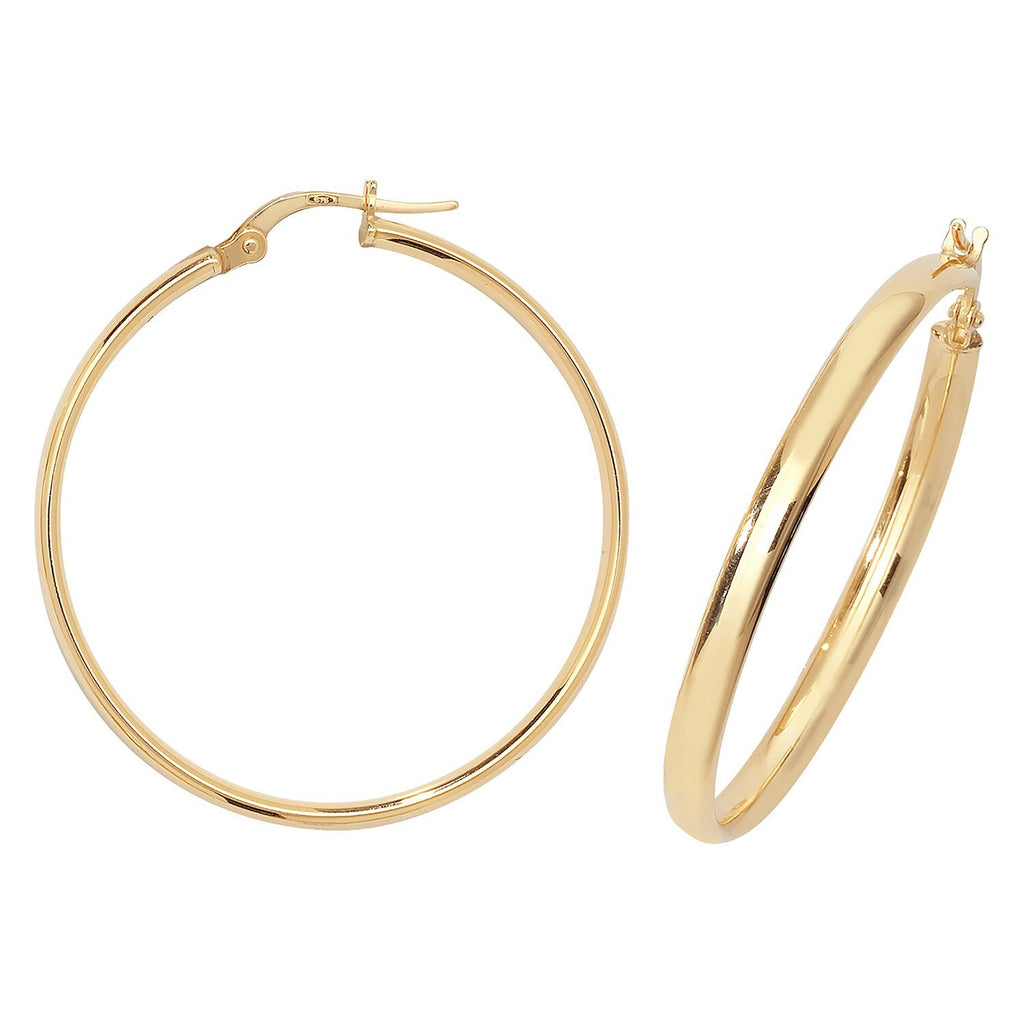 9ct Yellow Gold Hoop Earrings 375 Hallmarked 8mm - 50mm Diameter British Made