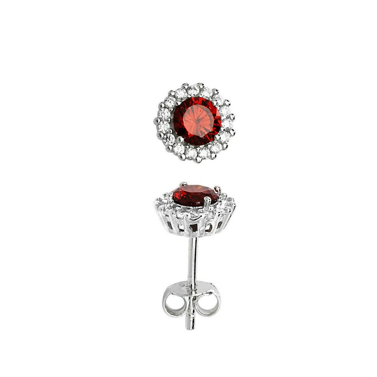 Garnet Gemstone Earrings Solid Sterling Silver 925 Hallmark Brand New Boxed