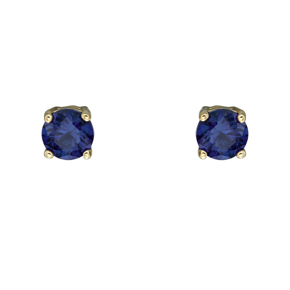 Natural Sapphire September Stud Earrings 9ct Yellow Gold 375 Hallmarked