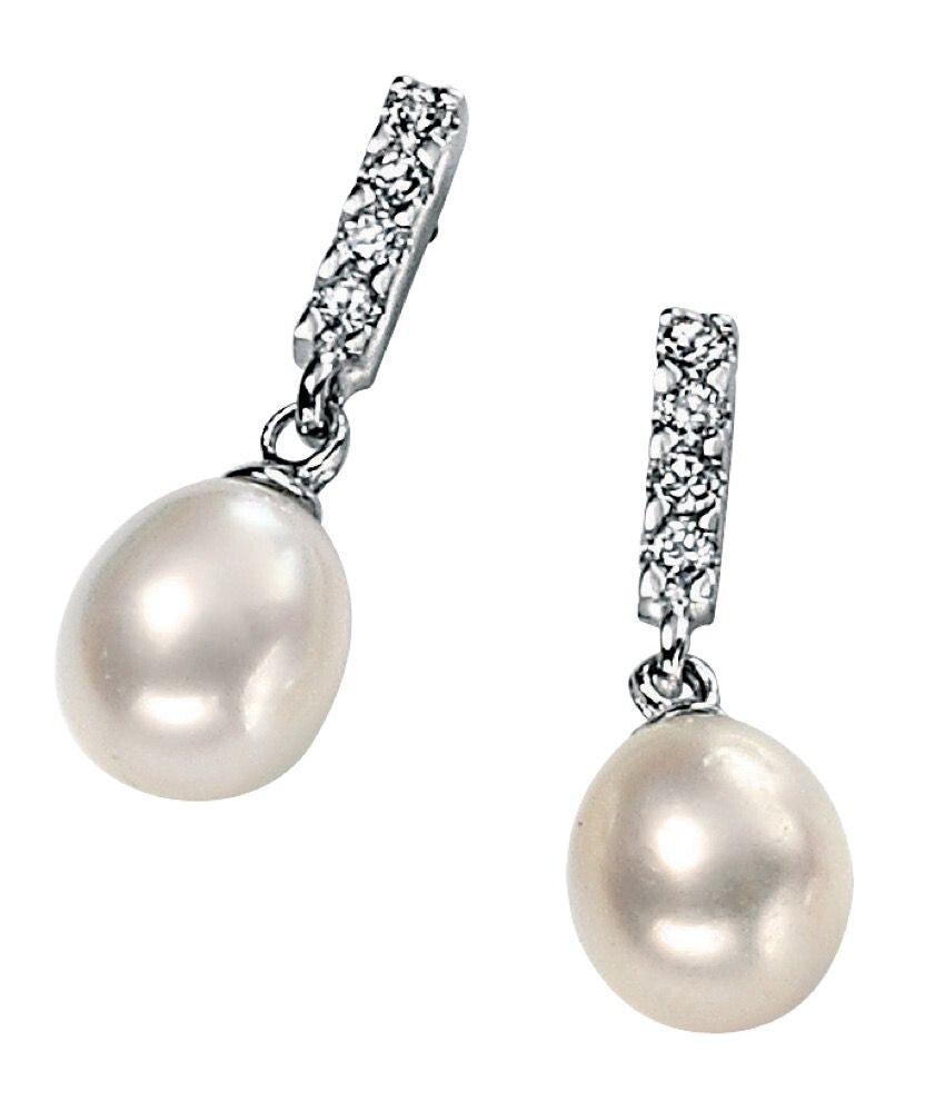 Freshwater Pearl Drop Earrings Sterling Silver 925 Hallmarked Brand New Boxed