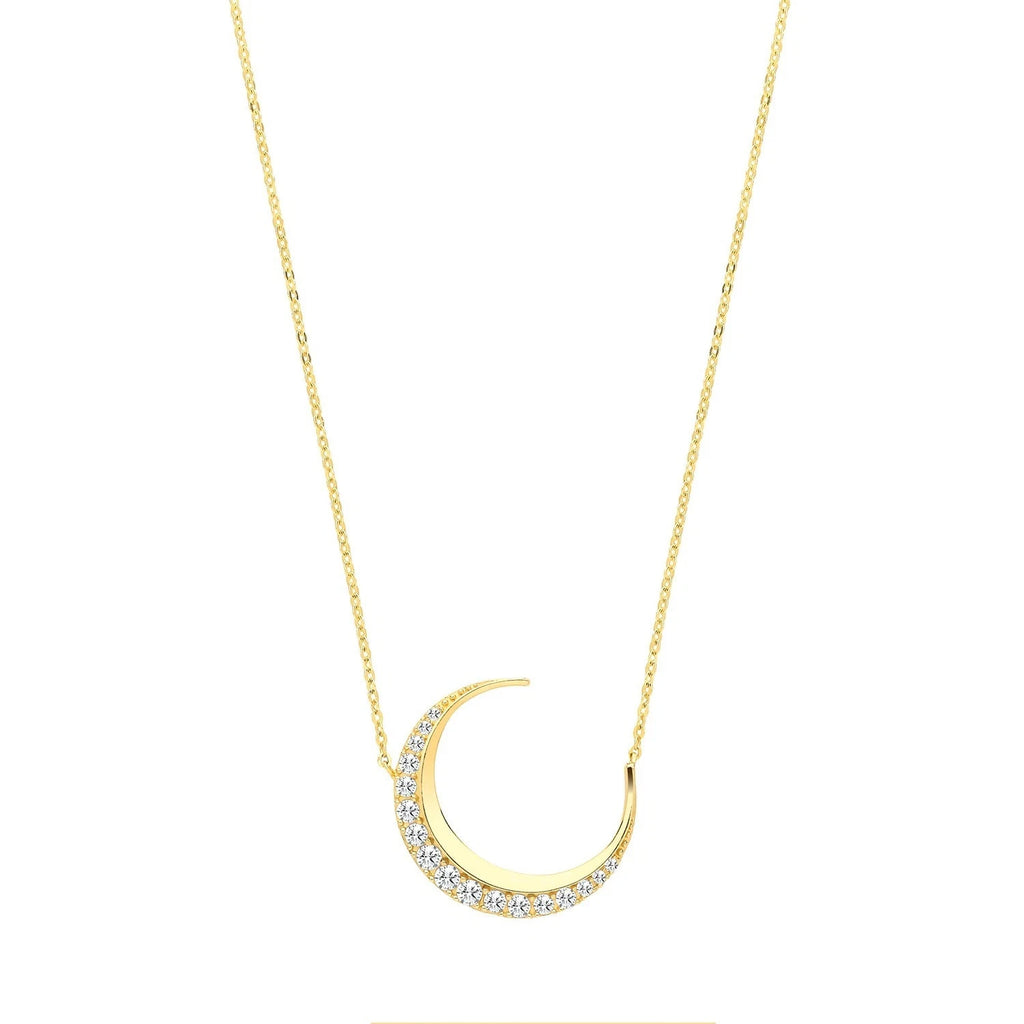 Ladies Moon Crescent Necklace 9ct Yellow Gold 375 Hallmarked British Made