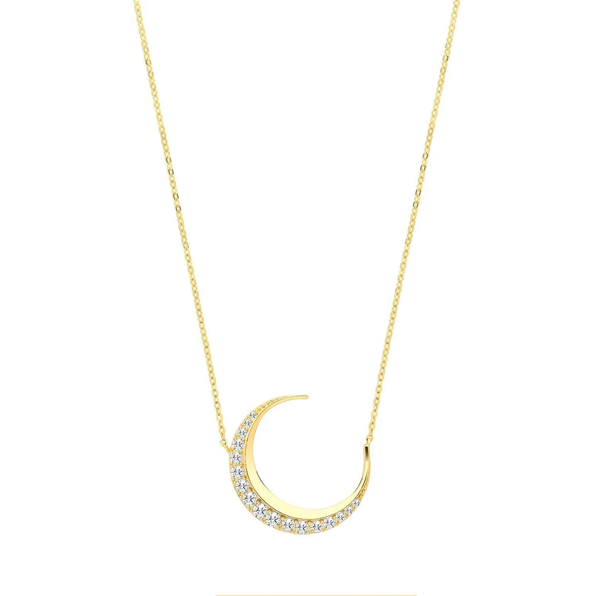 Ladies Moon Crescent Necklace 9ct Yellow Gold 375 Hallmarked British Made