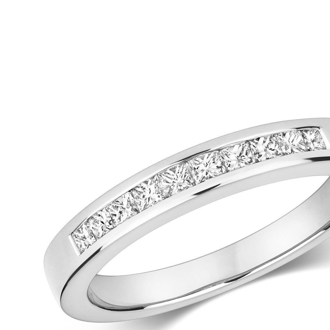 Channel Set Natural Diamond Ring 18ct White Gold 375 Hallmarked Sizes J - Q