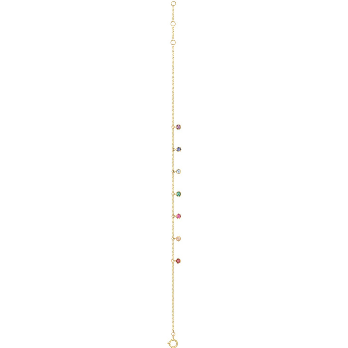 Rainbow Bezel Station Bracelet 9ct Yellow Gold 375 Hallmarked British Made