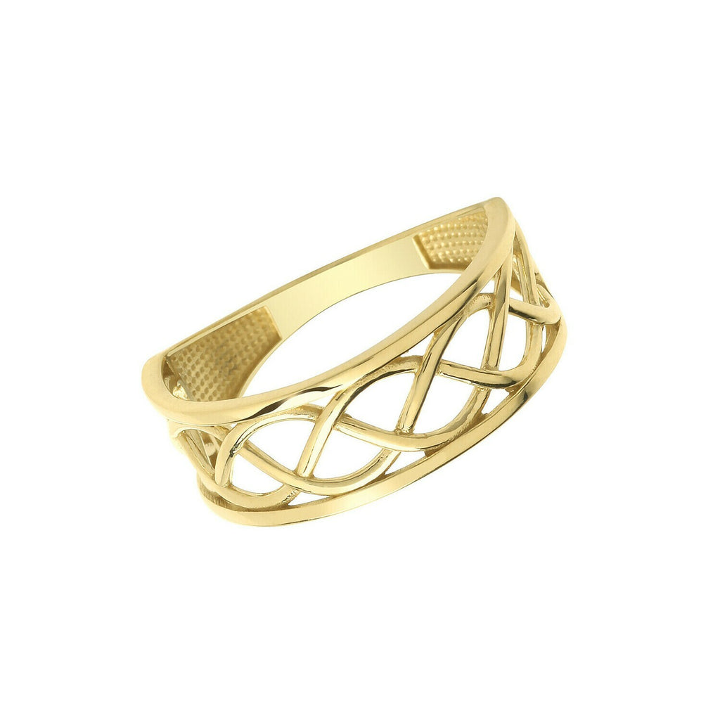 Celtic Ring 9ct Yellow Gold 375 Hallmarked Sizes L - Q British Made
