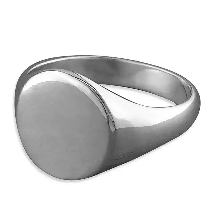 Sterling Silver Gents Ring Oval Signet Design Hallmarked Size M- Z British Made