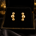Triple Ball Stud Earrings 9ct Yellow Gold Plated Hallmarked Brand New Boxed