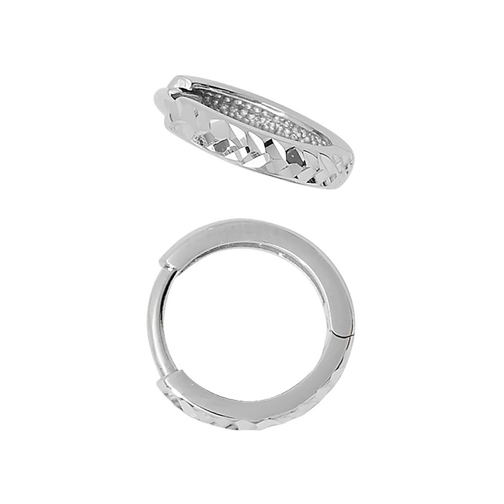 9ct White Gold DC Hoop Earrings British Made 375 Hallmarked Brand New Boxed