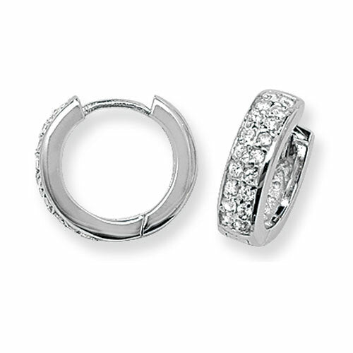 Mens Huggie Hoop Earring Cubic Zirconia Solid Sterling Silver Gents Hallmarked