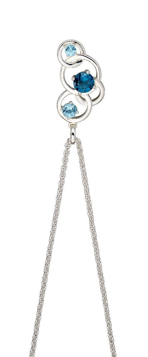 Open Circle Blue Topaz Pendant Sterling Silver 925 Hallmarked All Chain Lengths