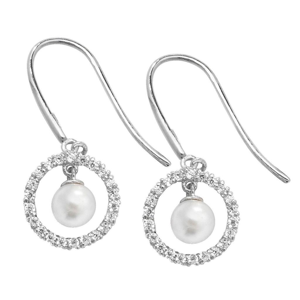 Natural Pearl Drop Earrings 9ct White Gold 375 Hallmarked Brand New Boxed