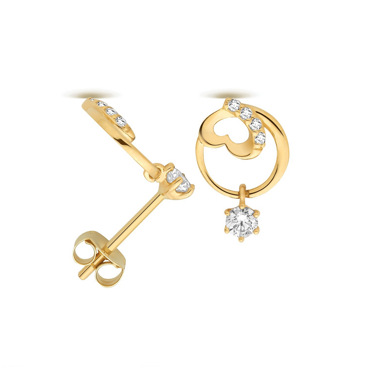 Heart Loop Stud Earrings 9ct Yellow Gold 375 Hallmarked Brand New Boxed