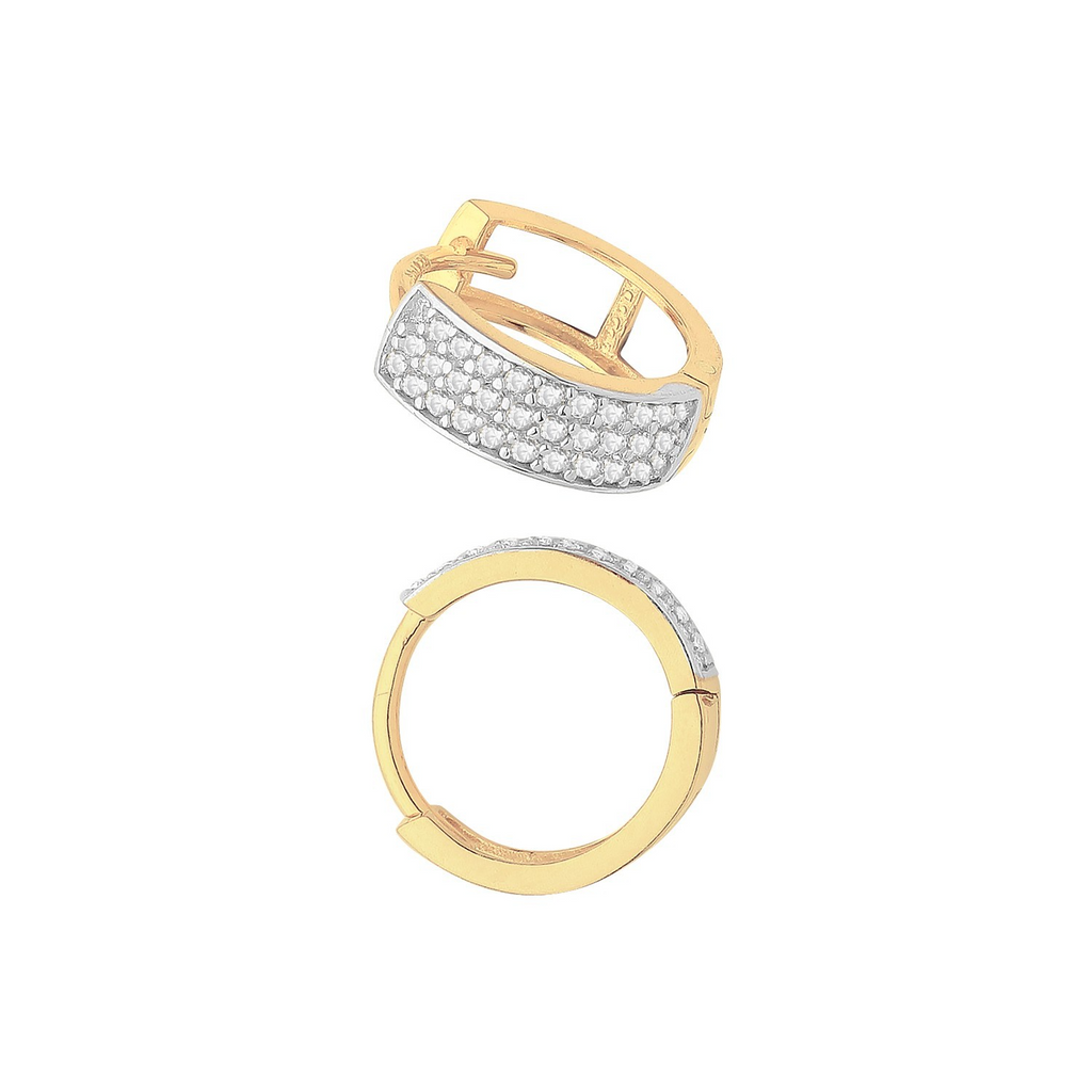 Mens 30 Stone Huggie Hoop Earring 9ct Yellow Gold 375 Hallmarked Brand New Boxed