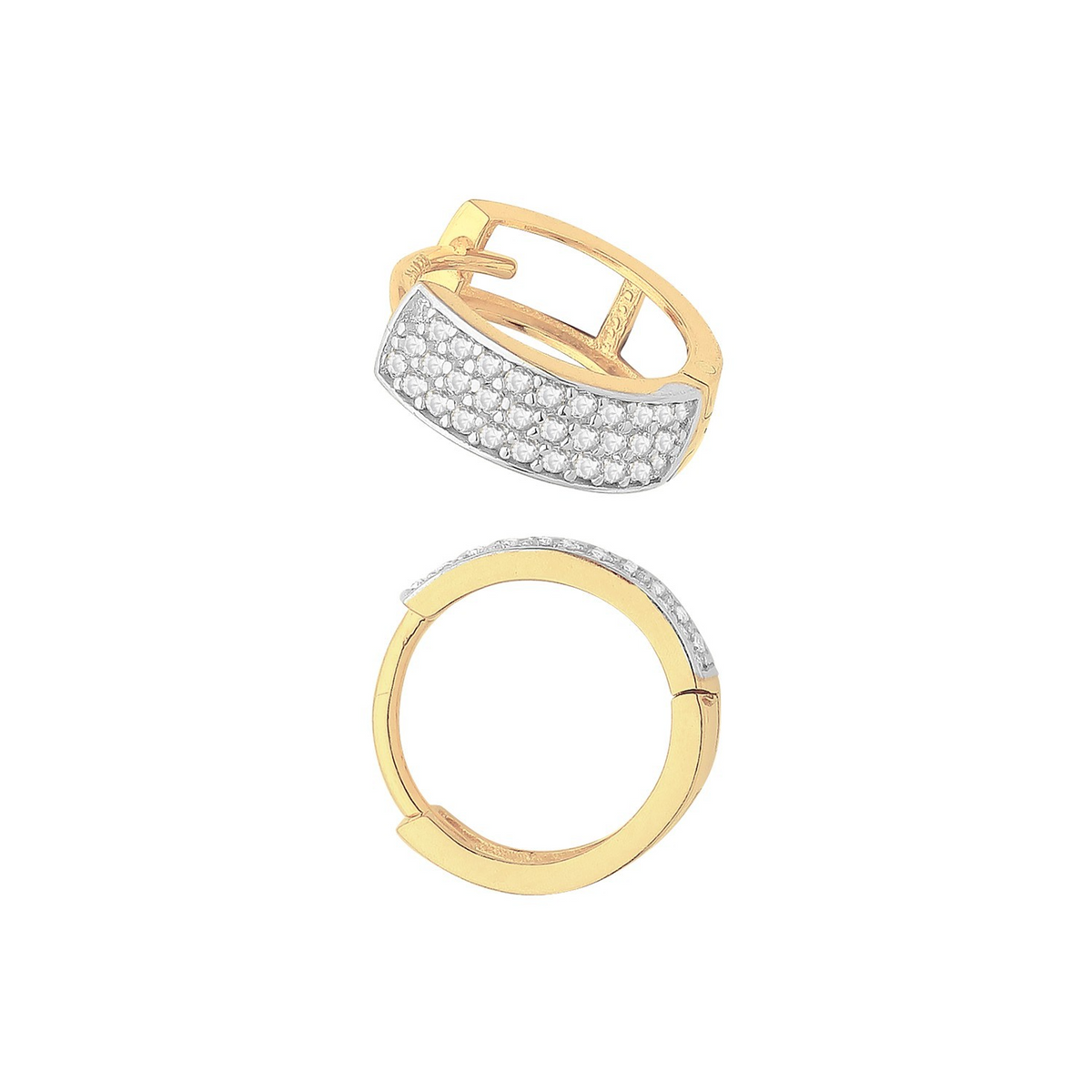 Mens 30 Stone Huggie Hoop Earring 9ct Yellow Gold 375 Hallmarked Brand New Boxed