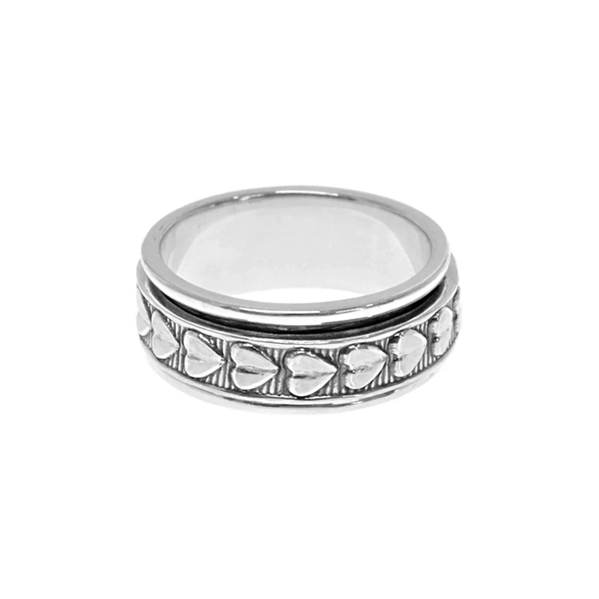Heart Spinner Ring Sterling Silver 925 Hallmarked British Made Size K - T